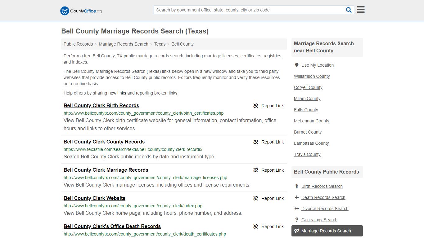 Bell County Marriage Records Search (Texas) - County Office