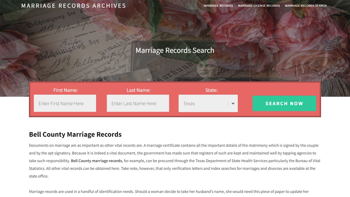 Bell County Marriage Records | Enter Name and Search | 14 ...