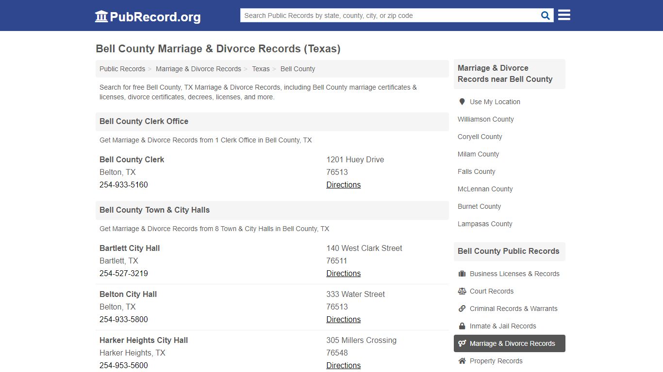 Free Bell County Marriage & Divorce Records (Texas ...